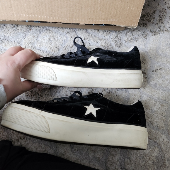Black velour platform converse - Picture 5 of 9